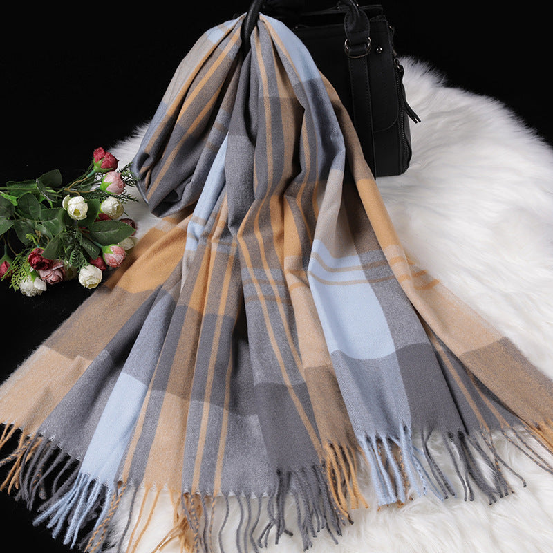 Herfs Winter Nuwe Vroue Britse Kasjmier Geruite Serp Dames 200x70 Dubbelkant Warm Plaid Tossel Sjaal Serp