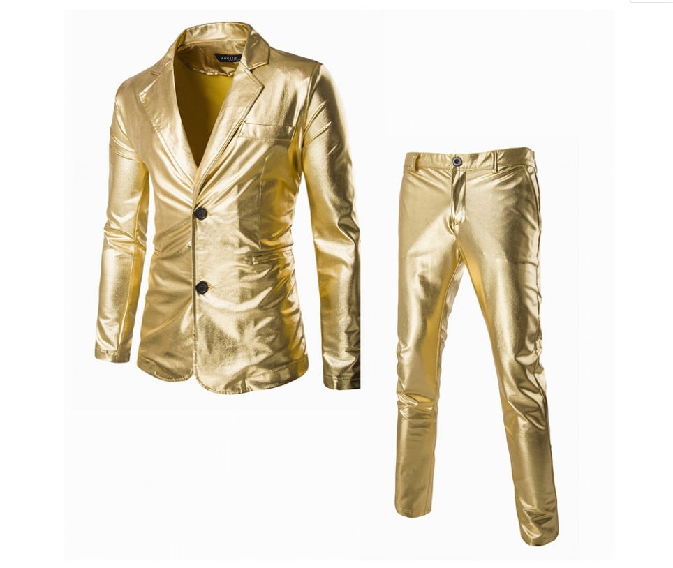 New hot stamping face casual suit suit European and American style slim men's suit