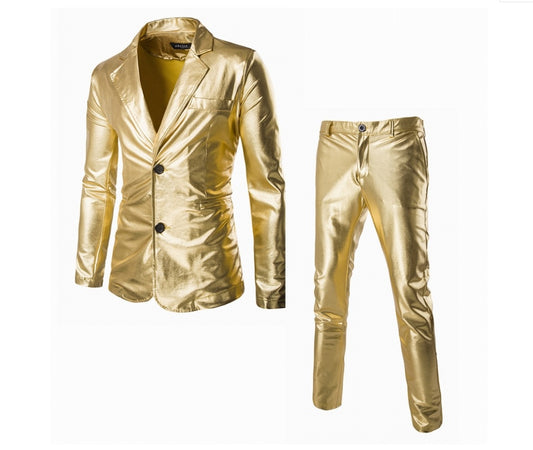 New hot stamping face casual suit suit European and American style slim men's suit