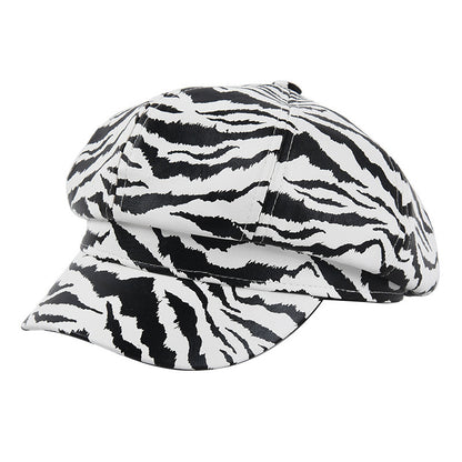 Horse Pattern Octagonal Cap Fashion All-match PU Leather Cap