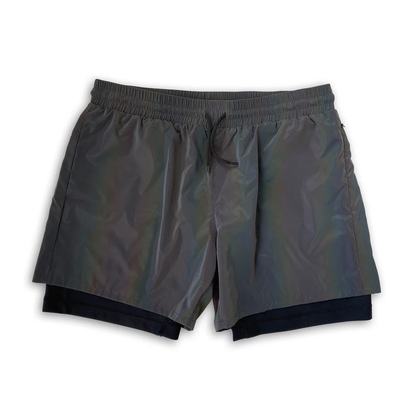 Solid Reflective Men Short Casual Work Night Club Running Mens Short Pants