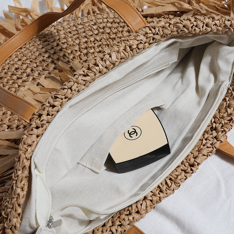 New Tassel Straw Woven Bag Woven Bag Beach Bag Shoulder Bag Retro Female Bag