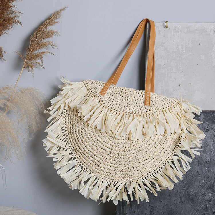 New Tassel Straw Woven Bag Woven Bag Beach Bag Shoulder Bag Retro Female Bag