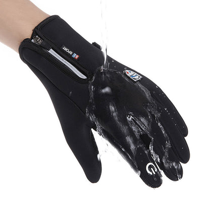 Leather Velvet Gloves Plus Velvet Warm Gloves Touch Screen Non-slip Sports Cycling Gloves