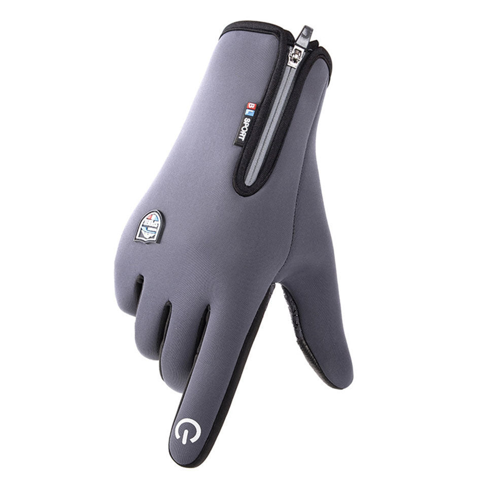 Leather Velvet Gloves Plus Velvet Warm Gloves Touch Screen Non-slip Sports Cycling Gloves