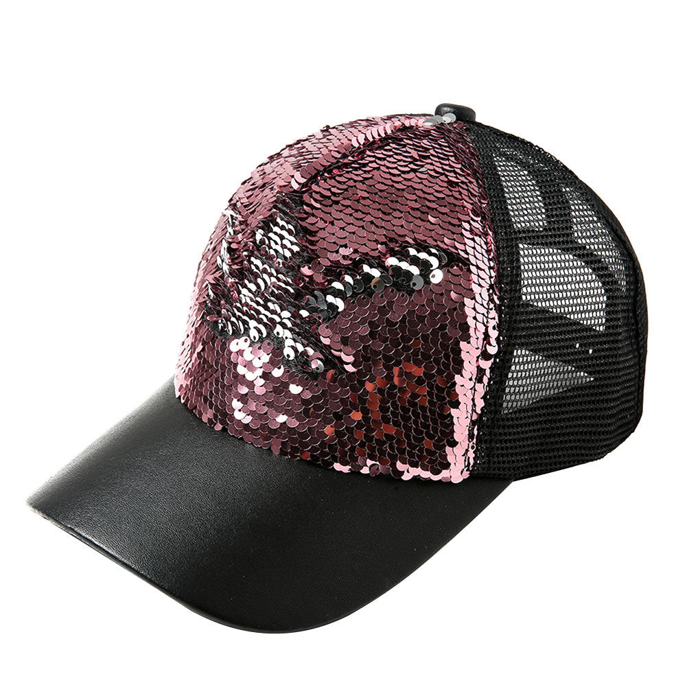 Two-tone Mermaid Sequin Diy Baseball Cap With Mesh Cap