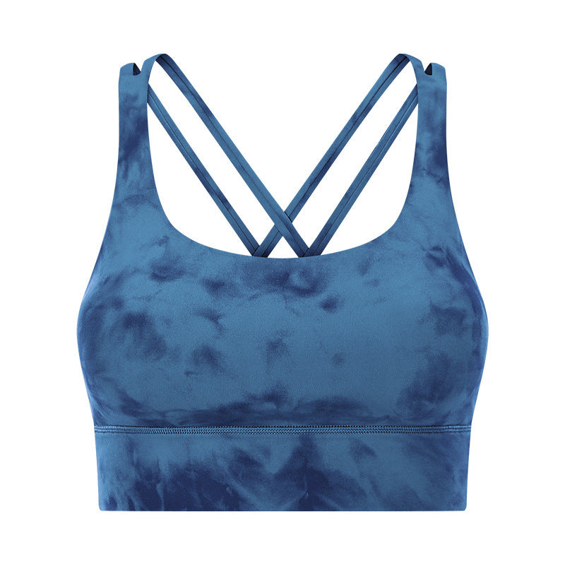 SHINBENE MUST-HAVE TIE DYE Cross Yoga Workout Sport Bra Tops Women Naked Feel Shockproof Push Up Running Gym Fitness Brassiere