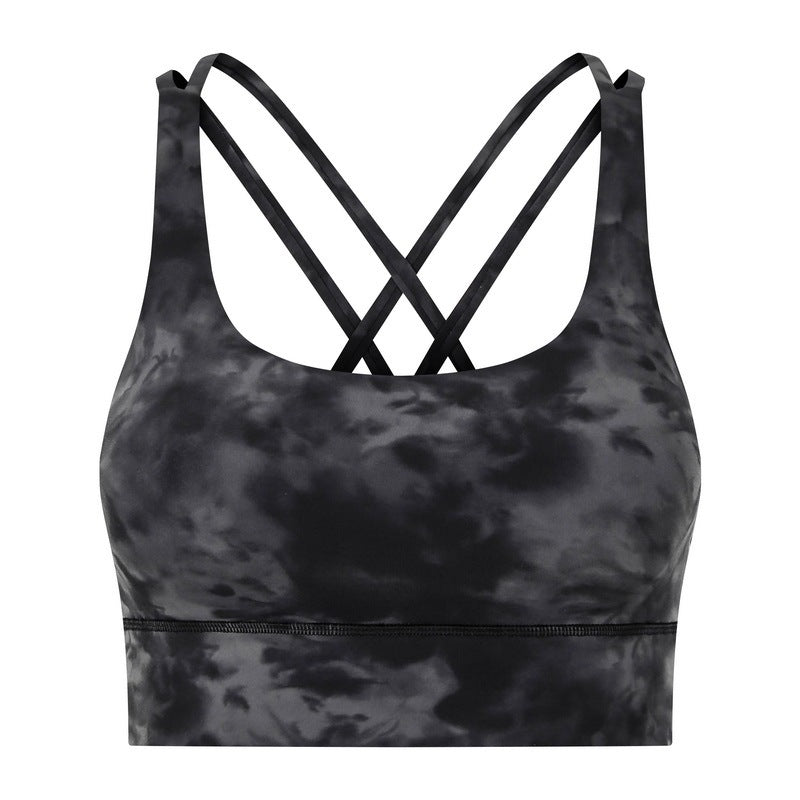 SHINBENE MUST-HAVE TIE DYE Cross Yoga Workout Sport Bra Tops Women Naked Feel Shockproof Push Up Running Gym Fitness Brassiere