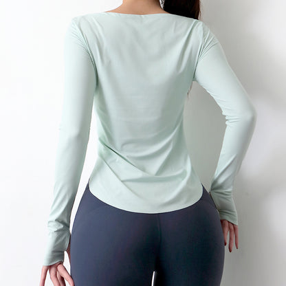 Gym Smock Sportswear Women'S Tight-Fitting Long-Sleeved Bottoming Shirt Outer Wear T Shirt Quick Drying Yoga Training Top