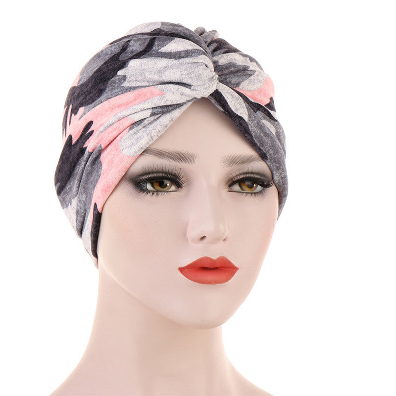 Floral Twisted Hood Cap Baotou Cap Printing