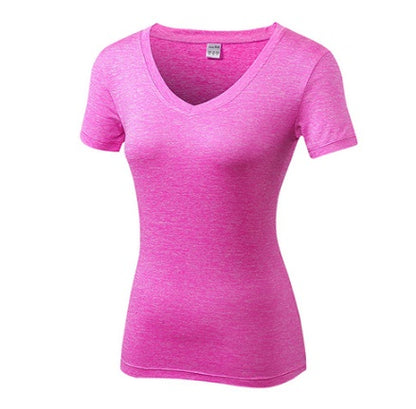 Gym Yoga T-shirt Women V-neck Fitness Tights Sport Jersey Quickly Dry Short Running Clothes Girl Tees Top Sexy Yoga Shirt