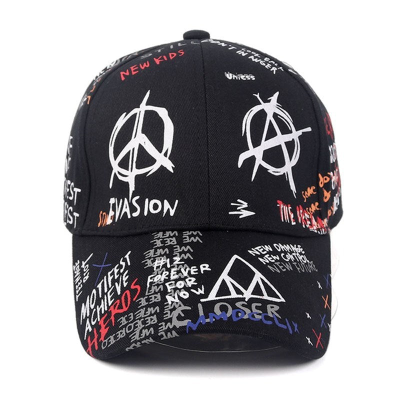 New Trendy Printed Sunshade Hip Hop Cap Unisex Adjustable Baseball Cap Korean Casual Sun Hat Cap