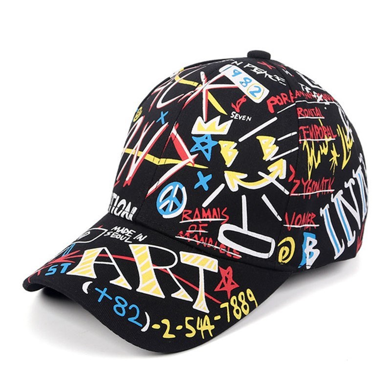 New Trendy Printed Sunshade Hip Hop Cap Unisex Adjustable Baseball Cap Korean Casual Sun Hat Cap