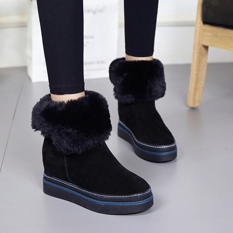 Snow Boots Women Winter New Trendy Warm Short Boots Cotton Shoes Non-Slip Middle Tube Thick Bottom Plus Velvet Snow Cotton