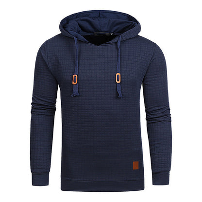 fo Square Pattern Quilted Classic  Men's  Casual Hoodies Men