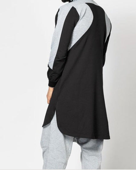 Mans Colorblock Robe Moslem Zip Pocket Sweatshirt