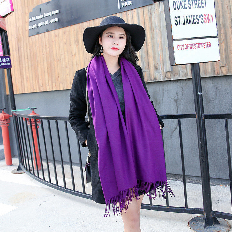 Scarf Women Autumn And Winter Tassels Thick Wild Long Style Korean Warm Shawl