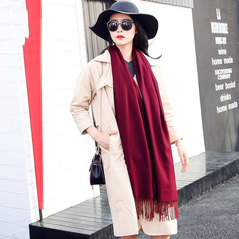 Scarf Women Autumn And Winter Tassels Thick Wild Long Style Korean Warm Shawl