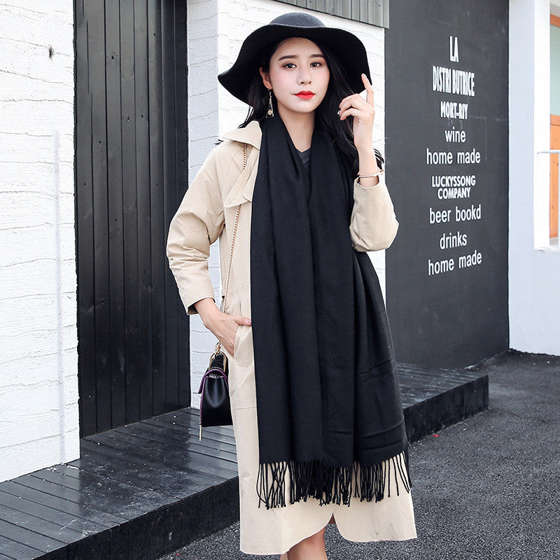 Scarf Women Autumn And Winter Tassels Thick Wild Long Style Korean Warm Shawl