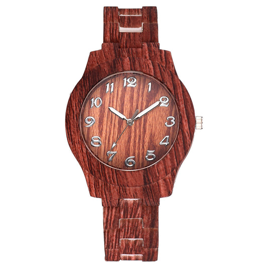 Men And Women Couple Fashion Quartz Watches, Wood Grain Retro Simple
