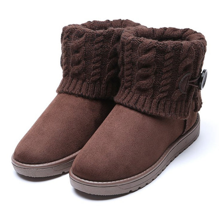 Snow boots autumn and winter new warm cotton boots thick wool tube flat student shoes women high to help soft bottom boots