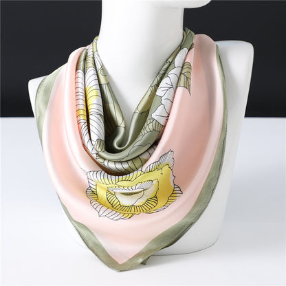 Silk Floral Pattern Silk Scarf Women Spring Summer New Square Scarf