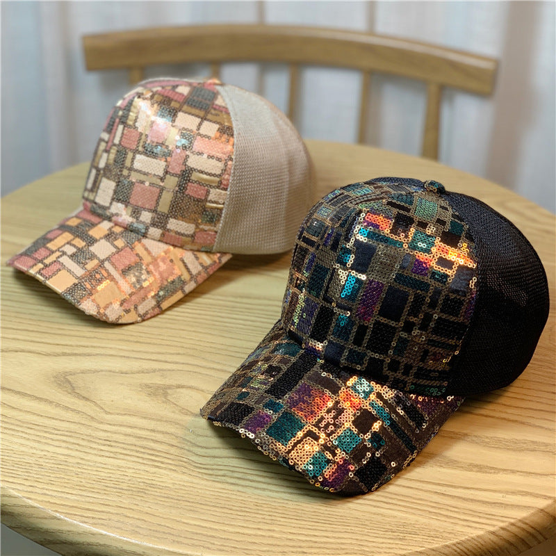 Women's Sequin Breathable Net Cap Ethnic Style Baseball Cap