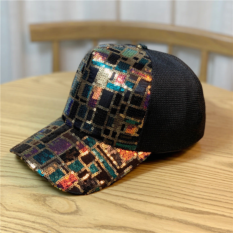 Women's Sequin Breathable Net Cap Ethnic Style Baseball Cap