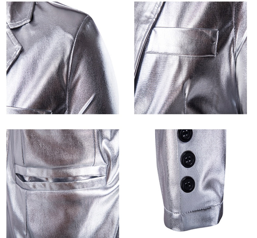 New hot stamping face casual suit suit European and American style slim men's suit