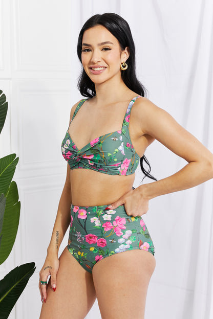 Marina West Swim Neem 'n Dip Twist High-Rise Bikini in Sage