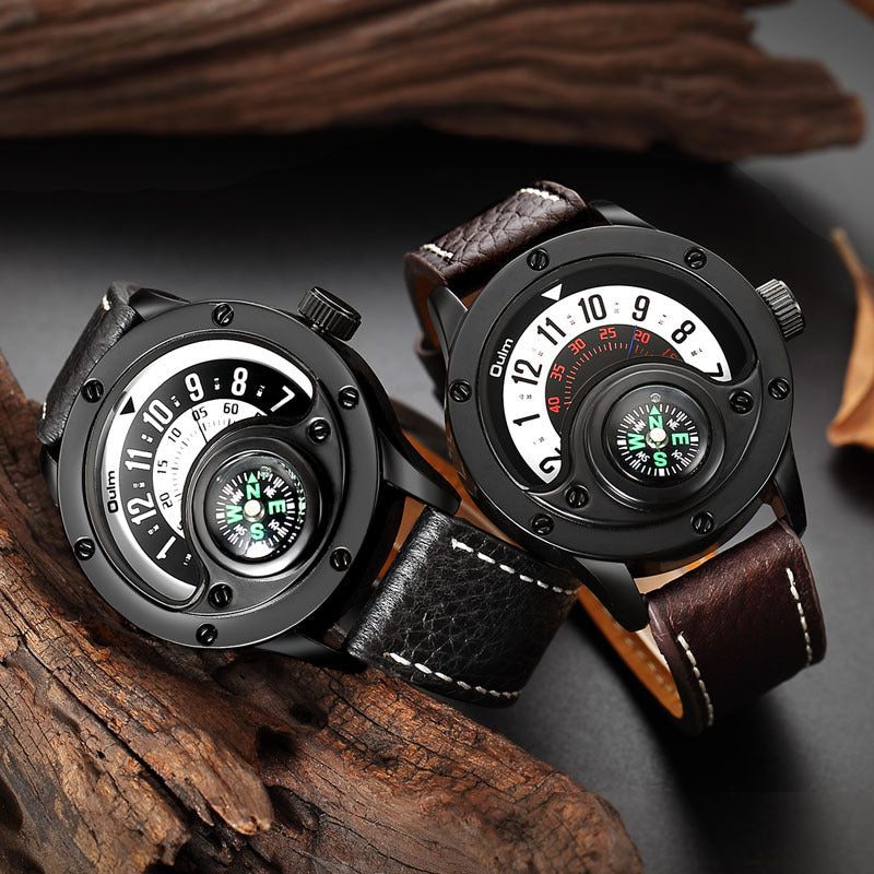 Leather Watches Decorative Compass Big Size Male Watch Relogio Masculino