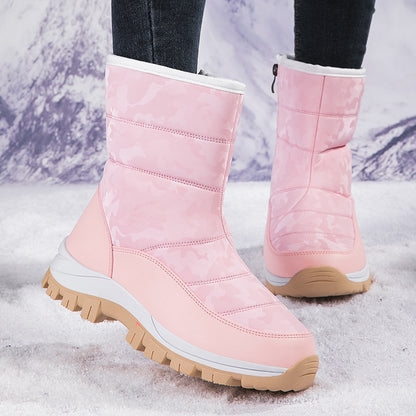 Winter Snow Boots For Women Outdoor Thickened High-top Plus Velvet Shoes Fashion Platform Ankle Boots Keep Warm Plush Shoes