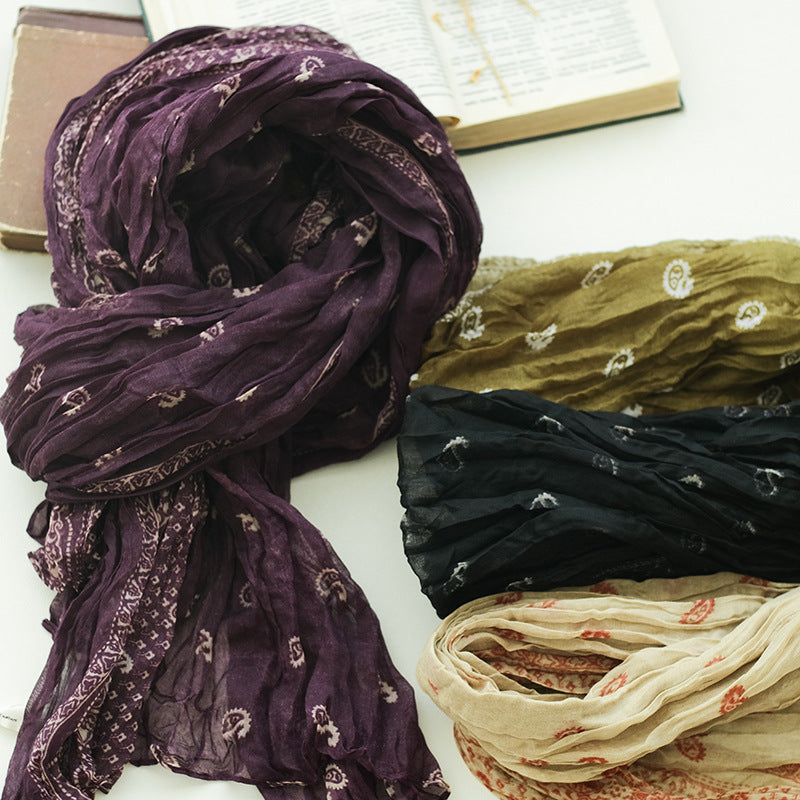 New Shawl Cotton Linen Cashew Printing Scarf For Women