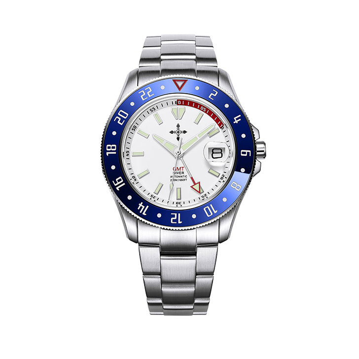 GMT Luminous Waterproof Sapphire Glass Stainless Steel Men's Watch