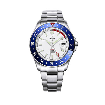 GMT Luminous Waterproof Sapphire Glass Stainless Steel Men's Watch