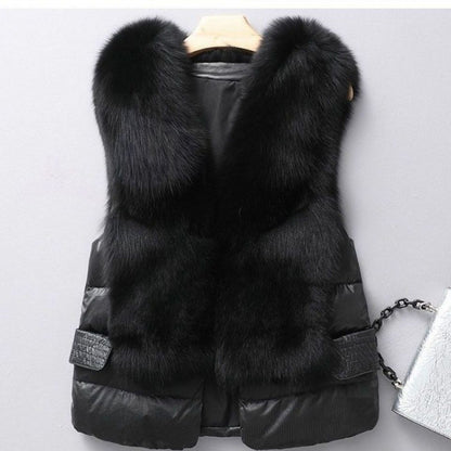 Winter Short Down Jacket Women's Imitation Fox Fur Woolen Women's Winter Wear Vest Cardigan