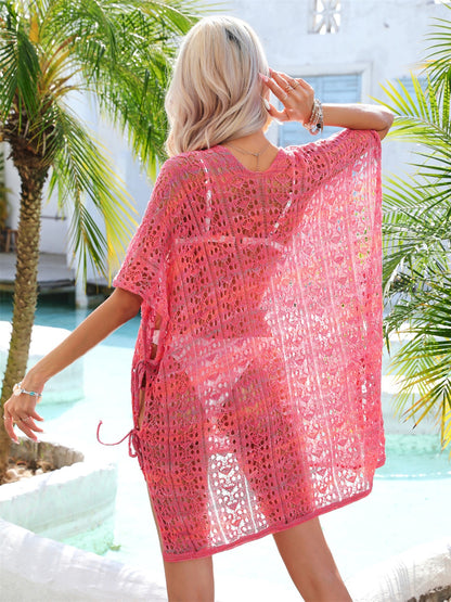 Slit Openwork V-Neck Cover Up