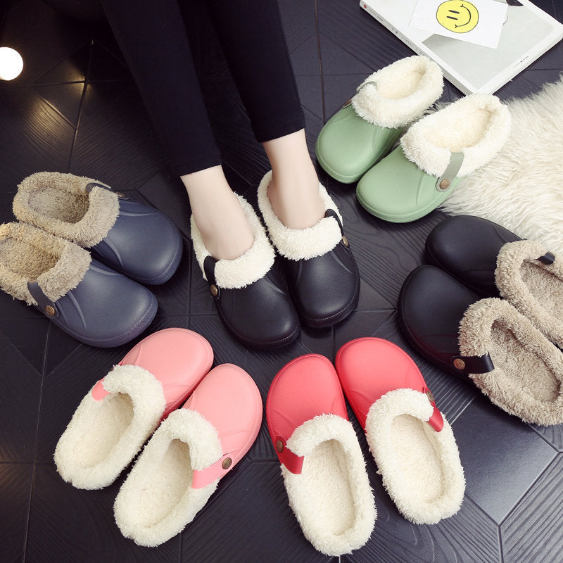 Waterproof cotton slippers women winter platform