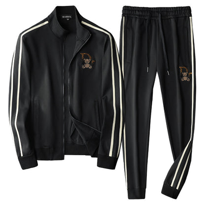 Embroidered Bear Men's Leisure Sports Suit