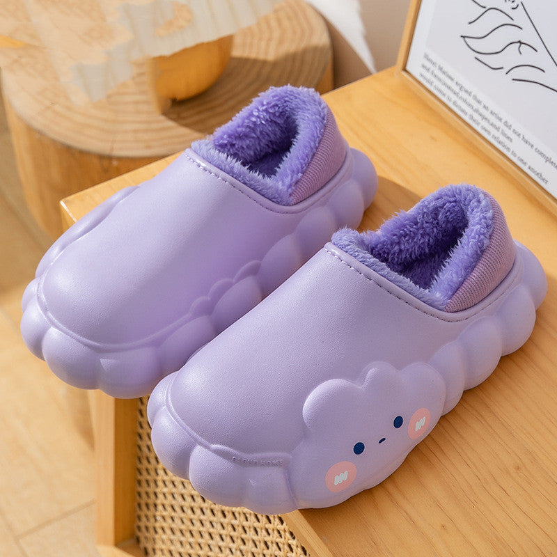 Cartoon Waterproof Cotton Slippers For Women In Winter