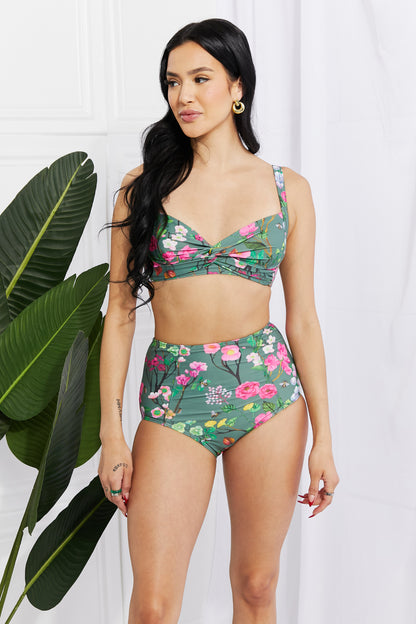 Marina West Swim Neem 'n Dip Twist High-Rise Bikini in Sage