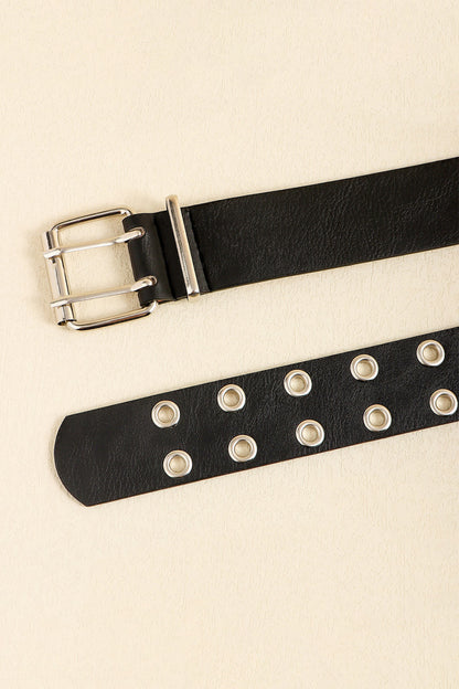 PU Leather Two Row Eyelet Belt