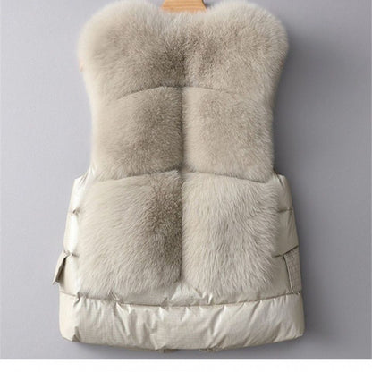 Winter Short Down Jacket Women's Imitation Fox Fur Woolen Women's Winter Wear Vest Cardigan