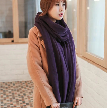 Scarf Female Winter Korean Version Of Knitted Wool  Cashmere Scarf Shawl Men And Women Solid Color Wild Collar