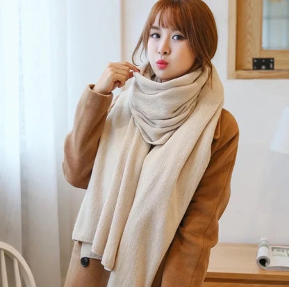 Scarf Female Winter Korean Version Of Knitted Wool  Cashmere Scarf Shawl Men And Women Solid Color Wild Collar