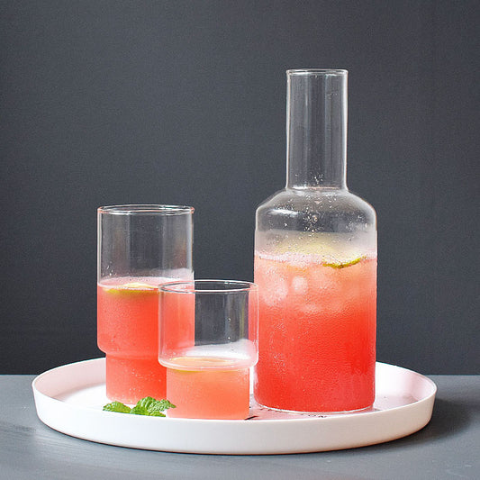 Bottle And Cup of cold and hot water Transparent Glass