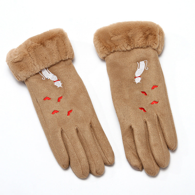 Gloves women winter suede gloves