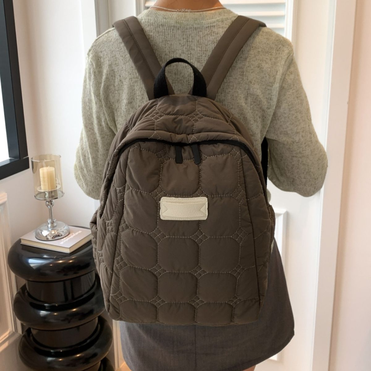 Quilted Polyester Backpack Bag