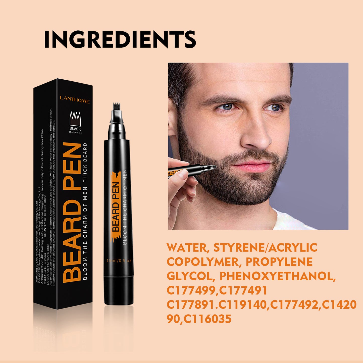 Men's Universal Filling Color Beard Pen