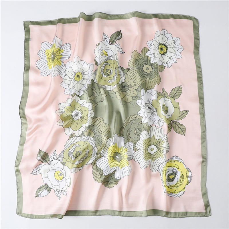 Silk Floral Pattern Silk Scarf Women Spring Summer New Square Scarf